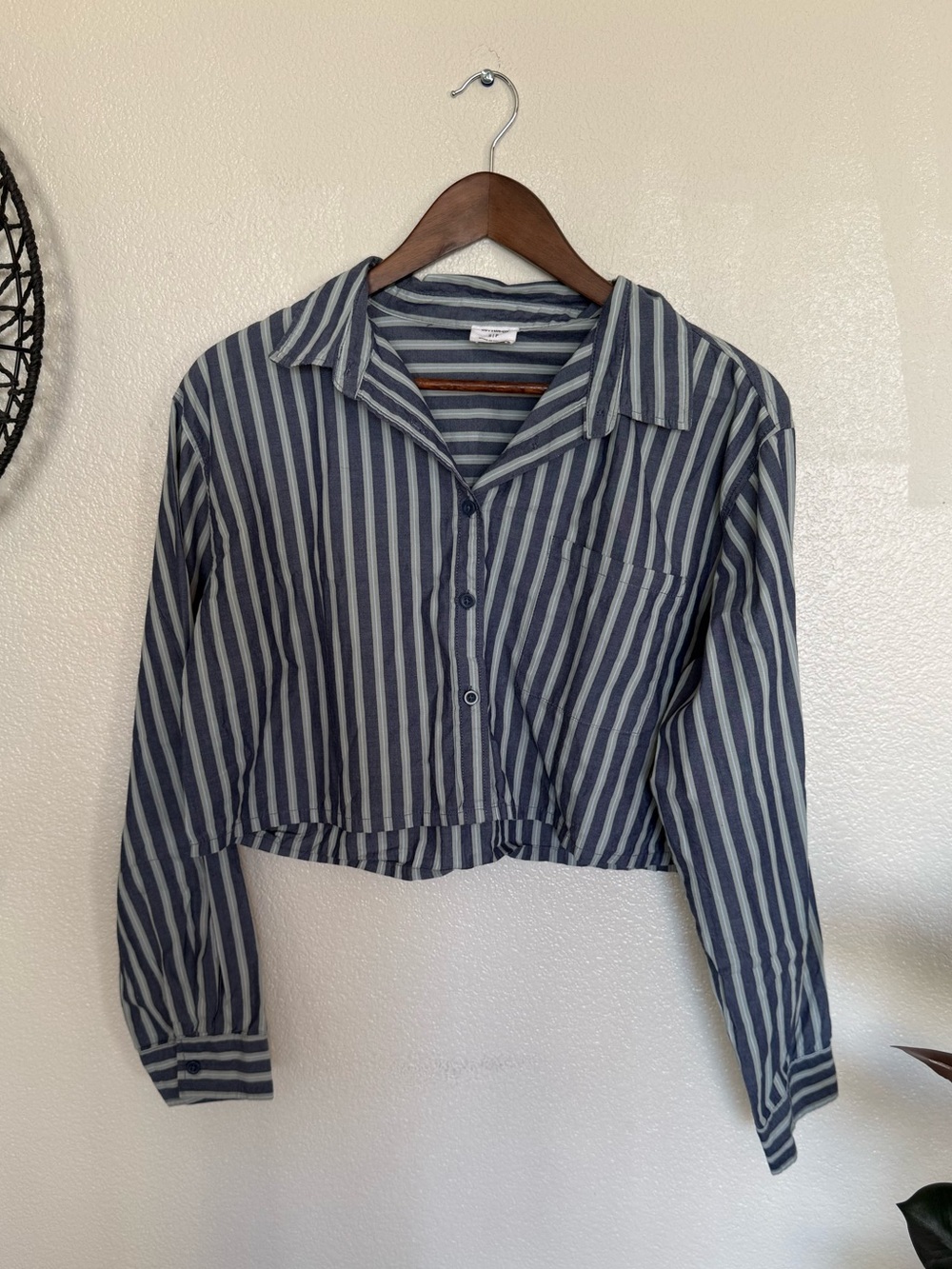 🍂 Cotton On Navy & Light Gray Striped Button-Down Shirt